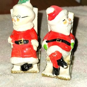 Vintage enesco Mr. N Mrs. Clause rocker salt and pepper  shakers